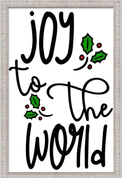 Discount Joy to the World Mistletoes 14.5" x 19.5" Framed Christmas Wall Decor Art Print Sign Poster in a White Wooden Frame with UV Acrylic and Hangers Wall