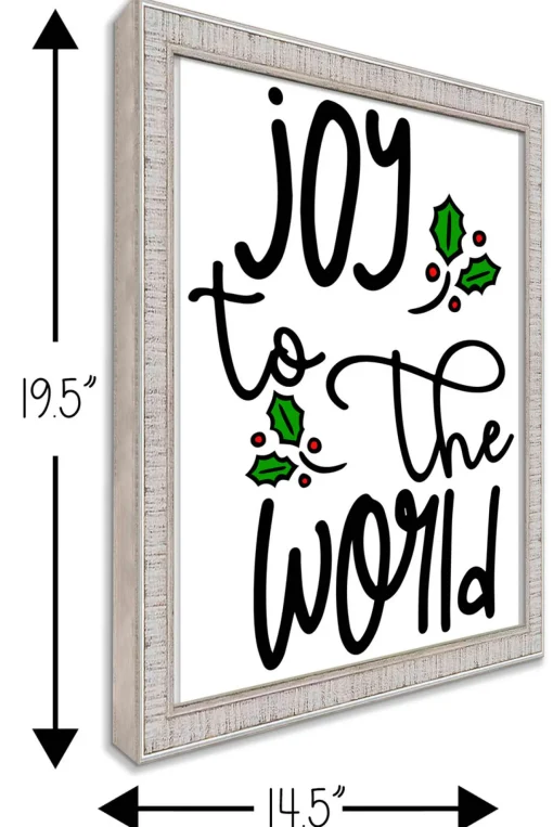 Discount Joy to the World Mistletoes 14.5" x 19.5" Framed Christmas Wall Decor Art Print Sign Poster in a White Wooden Frame with UV Acrylic and Hangers Wall