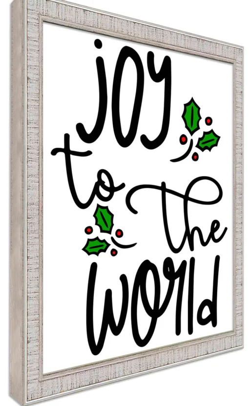 Discount Joy to the World Mistletoes 14.5" x 19.5" Framed Christmas Wall Decor Art Print Sign Poster in a White Wooden Frame with UV Acrylic and Hangers Wall