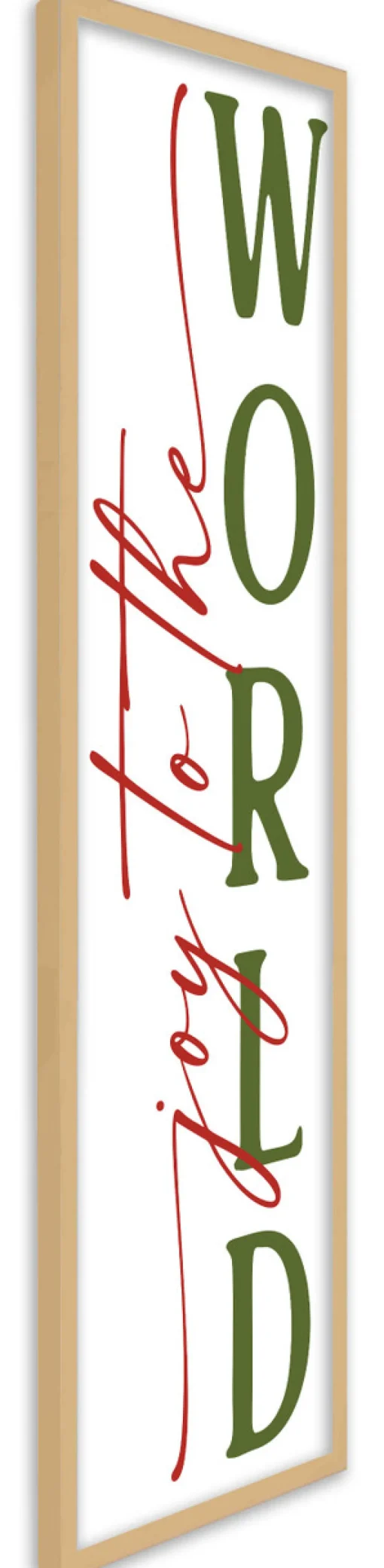 Hot Joy to the World Tall 12.5" x 43.5" Framed Christmas Wall Decor Art Print Sign Poster in a Natural Wooden Frame with UV Acrylic and Hangers Wall