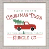 New Kringle Company Tree Farm 11.5" x 11.5" Framed Christmas Wall Decor Art Print Sign Poster in a White Wooden Frame with UV Acrylic and Hangers Wall