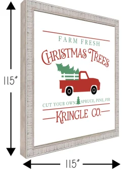 New Kringle Company Tree Farm 11.5" x 11.5" Framed Christmas Wall Decor Art Print Sign Poster in a White Wooden Frame with UV Acrylic and Hangers Wall