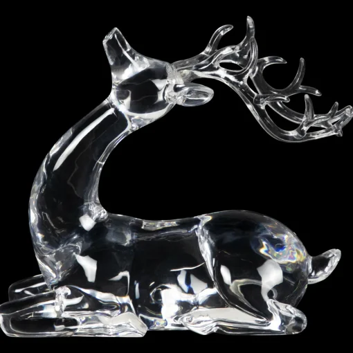 New Laying Acrylic Deer Christmas Decoration - 6.25" Animals