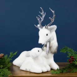Outlet Laying Reindeer Mom and Calf Christmas Figurine - 11.5" Animals