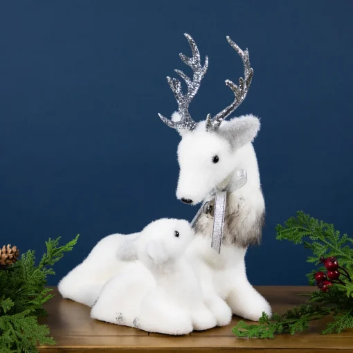 Outlet Laying Reindeer Mom and Calf Christmas Figurine - 11.5" Animals