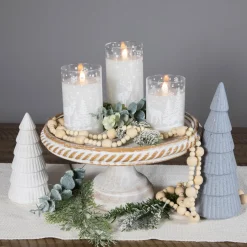 Best LED Flameless Flickering Snowy Woodland Glass Christmas Pillar Candles - 6" - Set of 3 Flameless Candles