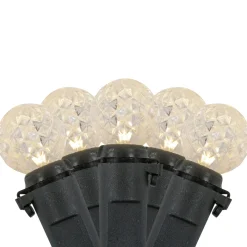 Best LED G12 Berry Christmas Lights - Warm White - 16' Black Wire - 50 ct Globes