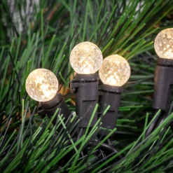 Best LED G12 Berry Christmas Lights - Warm White - 16' Black Wire - 50 ct Globes