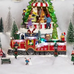 Best LED Lighted Animated and Musical Toy Shop Train Christmas Village Display - 12" Animated & Musical