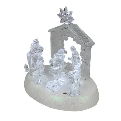 Discount LED Lighted Christmas Nativity Scene - 7.5" - Pure White Nativity