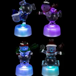 Hot LED Lighted Color Changing Snowmen Acrylic Christmas Decorations - 4.25