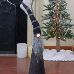 Sale LED Lighted Cone Gnome with Knitted Hat Christmas Figure - 37