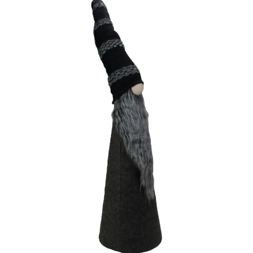 Sale LED Lighted Cone Gnome with Knitted Hat Christmas Figure - 37" - Black and Gray Gnomes