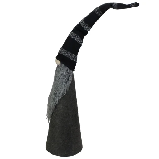 Sale LED Lighted Cone Gnome with Knitted Hat Christmas Figure - 37" - Black and Gray Gnomes