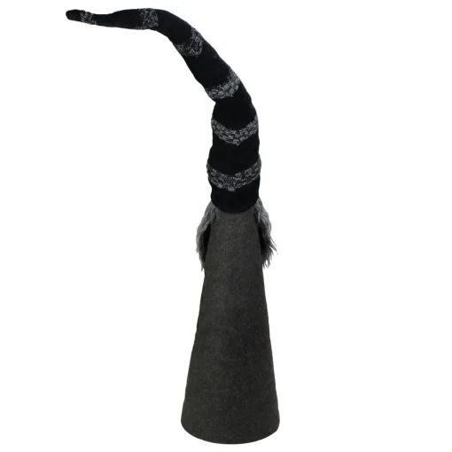 Sale LED Lighted Cone Gnome with Knitted Hat Christmas Figure - 37" - Black and Gray Gnomes