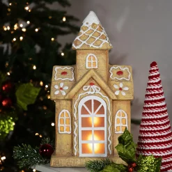 Online LED Lighted Gingerbread House with Icing Accents Christmas Decoration - 16" Gingerbread