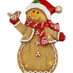Best LED Lighted Gingerbread Snowman with Bird Christmas Figure - 15" Snowmen