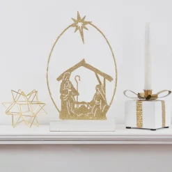 Sale LED Lighted Glitter Holy Family Nativity Scene Christmas Decoration - 14" Nativity