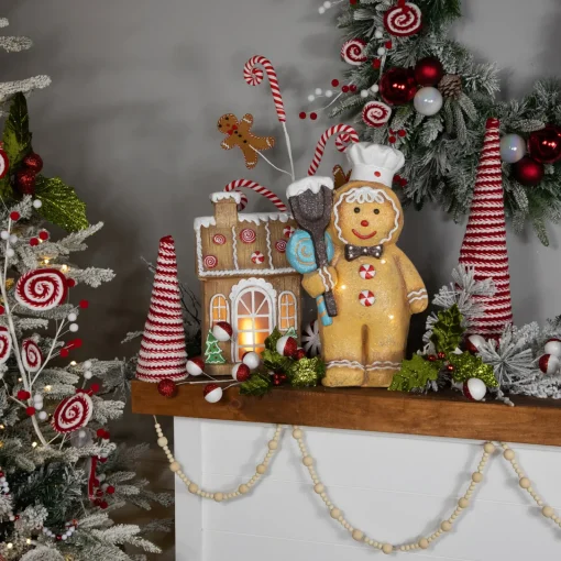 Discount LED Lighted Glittered Gingerbread Snowman Chef Christmas Figure - 17.5" Snowmen