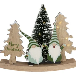 Discount LED Lighted Gnomes and "Merry Christmas" with Trees Decoration - 6.5" Gnomes