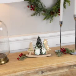 Discount LED Lighted Gnomes and "Merry Christmas" with Trees Decoration - 6.5" Gnomes