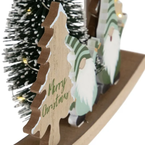 Discount LED Lighted Gnomes and "Merry Christmas" with Trees Decoration - 6.5" Gnomes