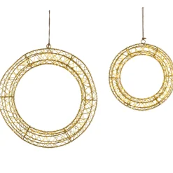 Best LED Lighted Hanging Christmas Wreath Decorations - 18" - Set of 2 - Gold Lights Door