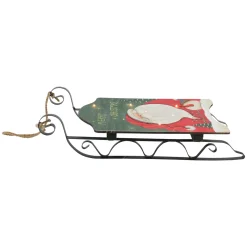 Outlet LED Lighted Hanging Wooden and Metal Santa Claus Decorative Christmas Sleigh - 19.5" Sleighs