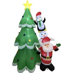 Discount LED Lighted Inflatable Christmas Tree with Santa and Friends Outdoor Decoration - 8.25' Inflatable