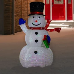 Hot LED Lighted Iridescent Twinkling Snowman Outdoor Christmas Decoration - 71" Snowmen