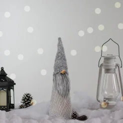 Outlet LED Lighted Knitted Gnome Christmas Decoration - 16" - Gray Gnomes