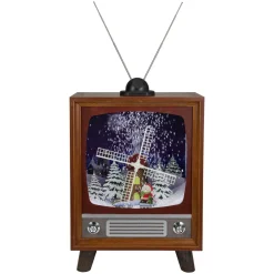 LED Lighted Musical Snowing Windmill TV Set Decoration - 21" Animated & Musical
