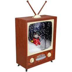 LED Lighted Musical Snowing Snowman TV Set Christmas Decoration - 12" Animated & Musical