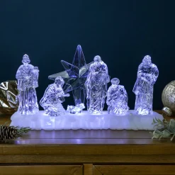 New LED Lighted Nativity Scene Acrylic Christmas Decoration - 12.25" Nativity