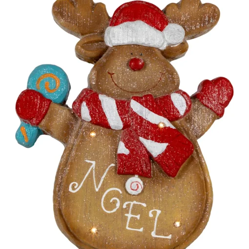 LED Lighted "Noel" Gingerbread Reindeer Christmas Decoration - 14.25" Animals