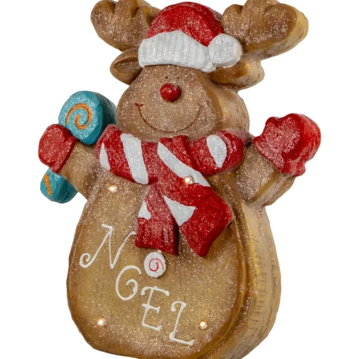 LED Lighted "Noel" Gingerbread Reindeer Christmas Decoration - 14.25" Animals
