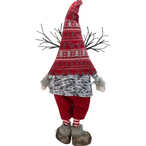 Clearance LED Lighted Nordic Hat Standing Santa Christmas Gnome with Antlers - 30" - Red Gnomes