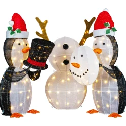 Best LED Lighted Penguins Building Snowman Outdoor Christmas Decoration - 35" - Set of 3 Snowmen