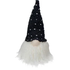 Hot LED Lighted Polka Dot Knit Hat Gnome Christmas Decoration - 10" - Black and White Gnomes