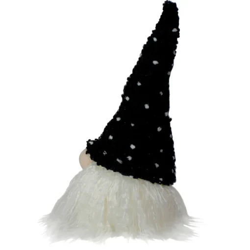 Hot LED Lighted Polka Dot Knit Hat Gnome Christmas Decoration - 10" - Black and White Gnomes