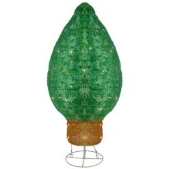 Outlet LED Lighted Retro Bulb Outdoor Christmas Decoration - 32" - Warm White - Green Lighted