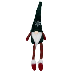 Online LED Lighted Sitting Gnome with Snowflake Christmas Figure - 13" - Green Gnomes