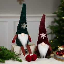 Online LED Lighted Sitting Gnome with Snowflake Christmas Figure - 13
