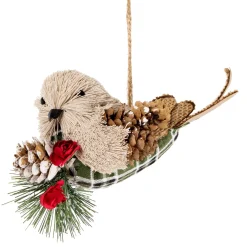 Online Left Facing Bird with Pinecone Christmas Ornament - 6.75" Animals