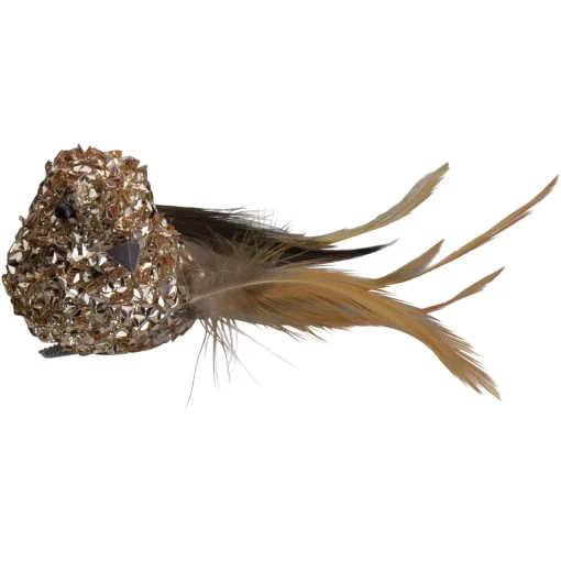 Sale Left-Facing Sequin Bird Clip-on Christmas Ornament - 5.5" - Champagne Gold Animals