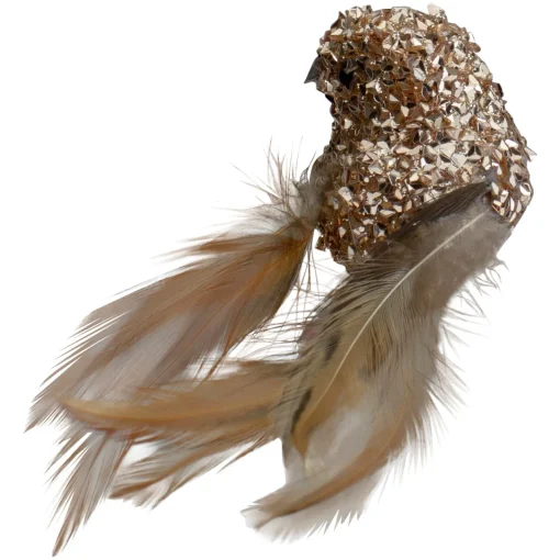 Sale Left-Facing Sequin Bird Clip-on Christmas Ornament - 5.5" - Champagne Gold Animals