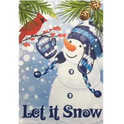 Sale Let It Snow Snowman and Cardinal Outdoor House Flag 28" x 40" Yard Signs