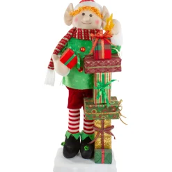 Best Lighted Animated Musical Santa's Elf with Star and Presents Christmas Figure - 30" Elves & Fairies