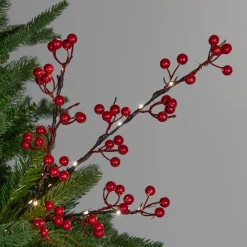 Clearance Lighted Berries Christmas Spray - 29" - Warm White Sprays, Picks & Branches