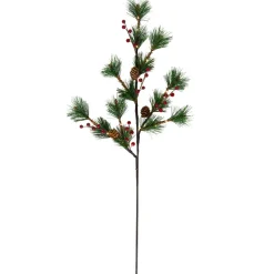 Lighted Berry and Pinecone Christmas Pine Spray - 29" - Warm White Sprays, Picks & Branches